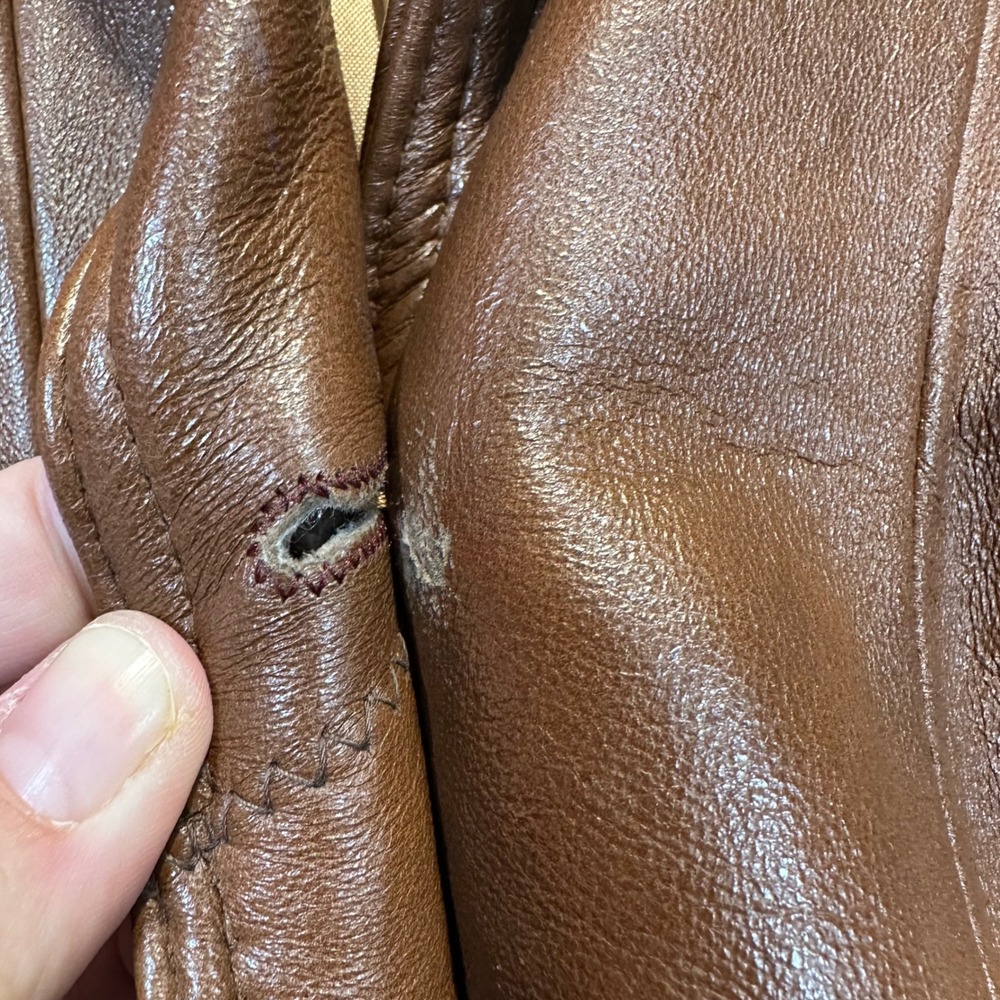 Garfin Leathers Trench Coat Womens 18 Brown Vintage 70s Boho Leather Jacket - Picture 11 of 15